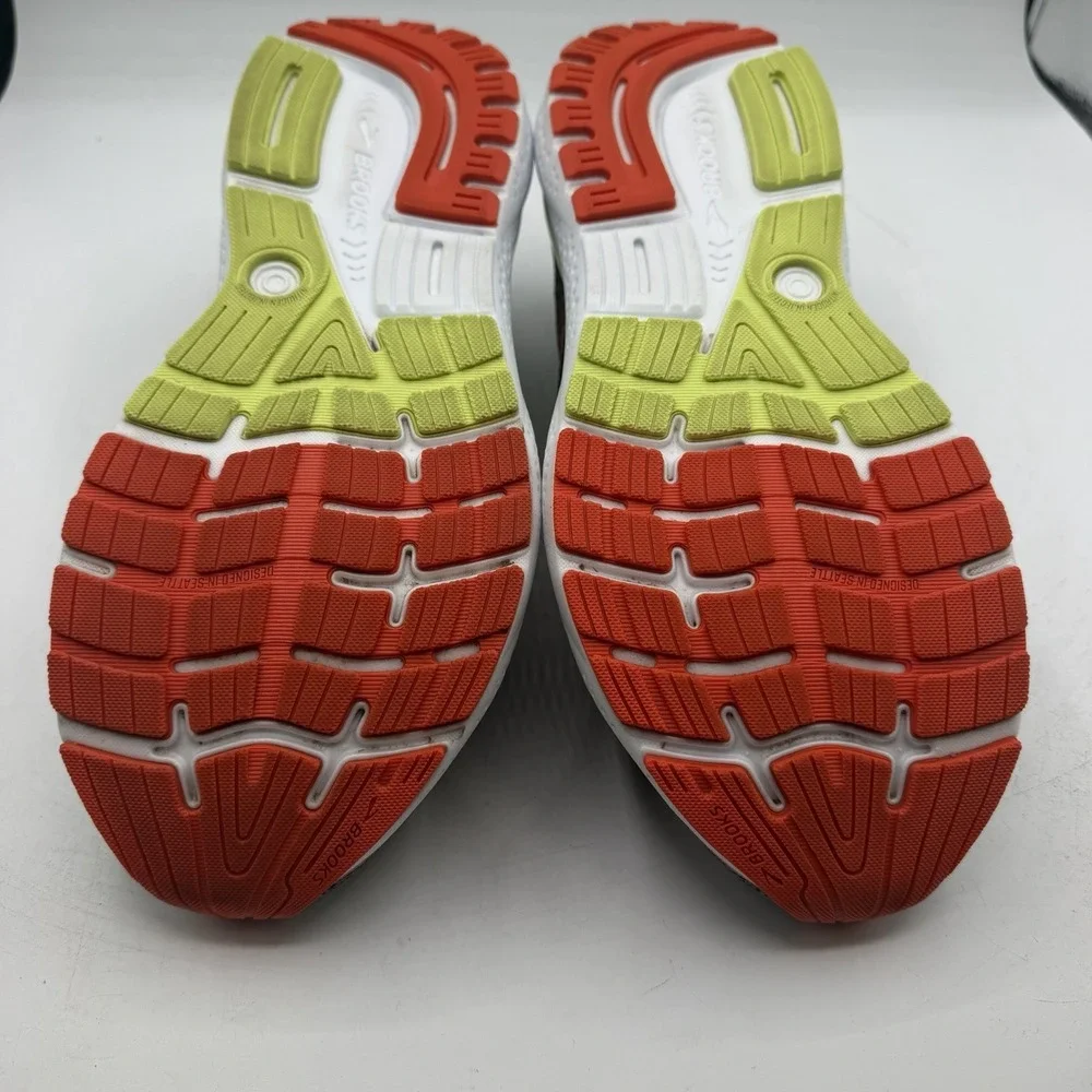 Brooks Ghost 16 Running Shoes Mens Sz 10 D Black/Mandarin Red/Green Sneakers